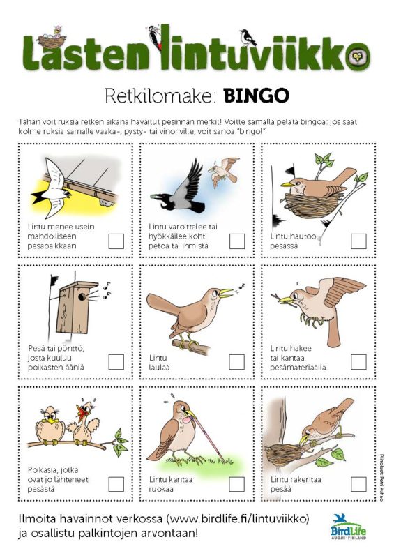 lastenlintuviikko-retkibingo